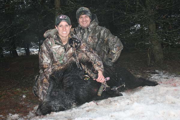 Amy & Aaron With Boar