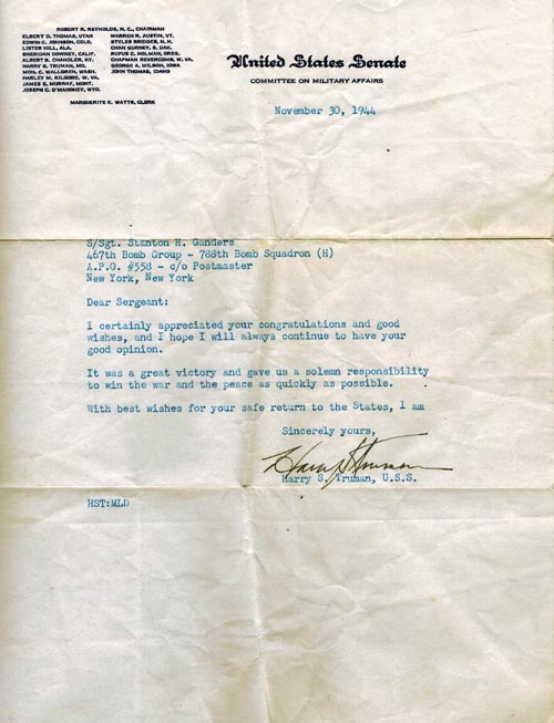 Letter from Harry Truman, Nov. 30, 1944