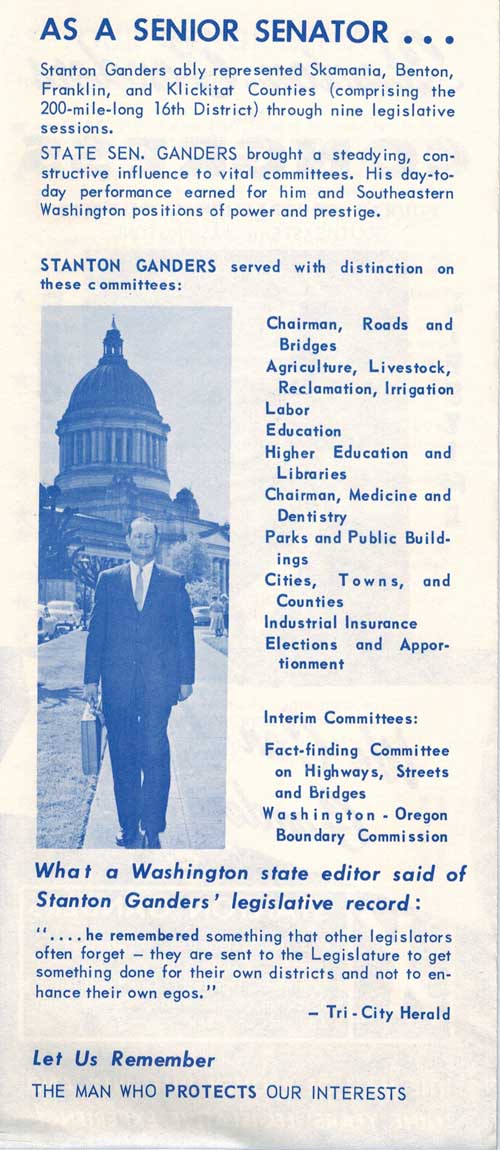 Ganders Campaign Brochure, Page Two